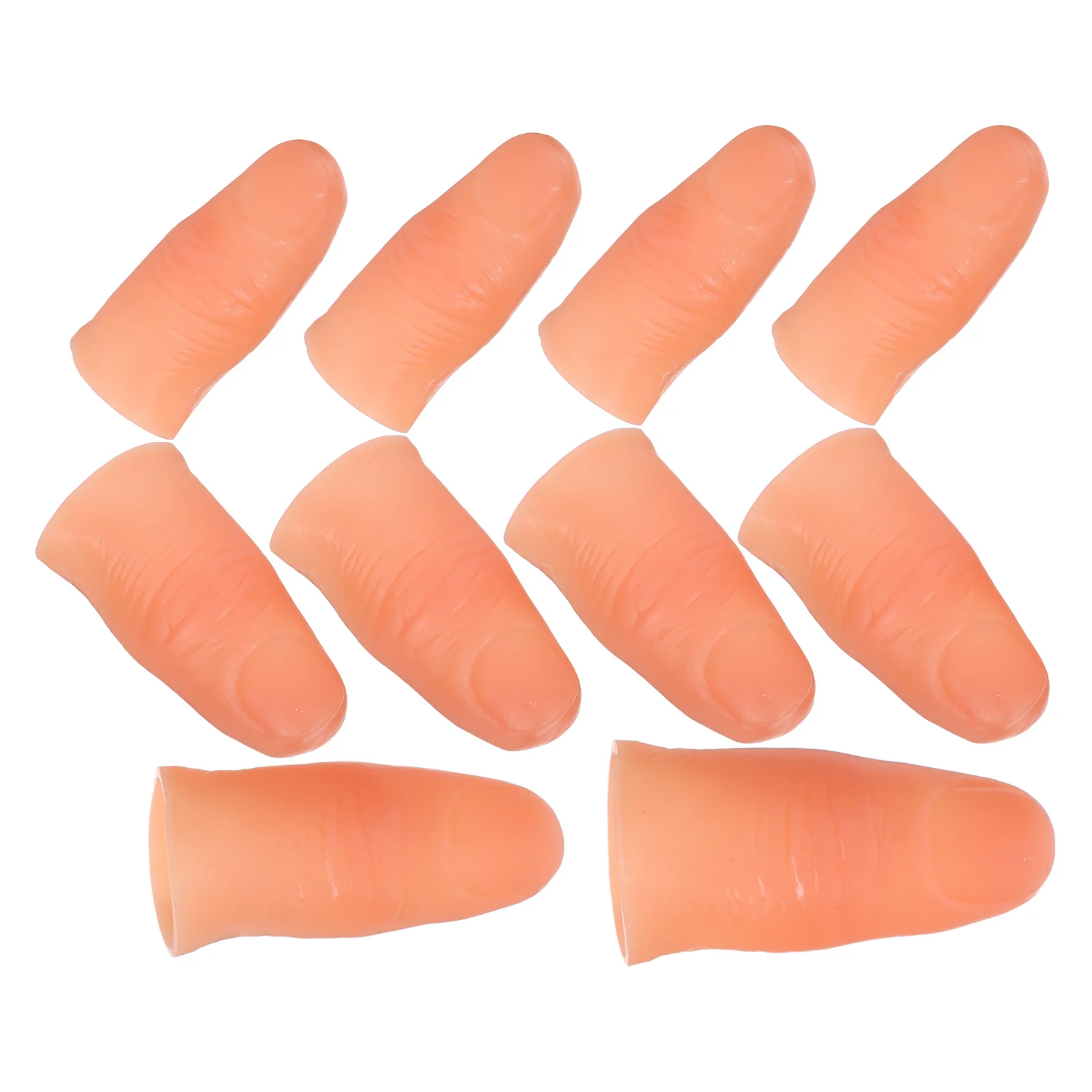 10 pezzi di dita finte puntelli in plastica morbida trucco spettacolo teatrale scherzo giocattolo colore realistico rughe pratica simulata della mano
