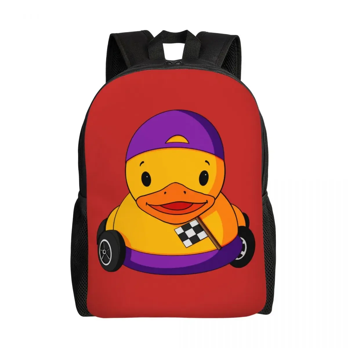 

Personalized Car Racing Rubber Duck Backpacks Women Men Basic Bookbag for College School Bags