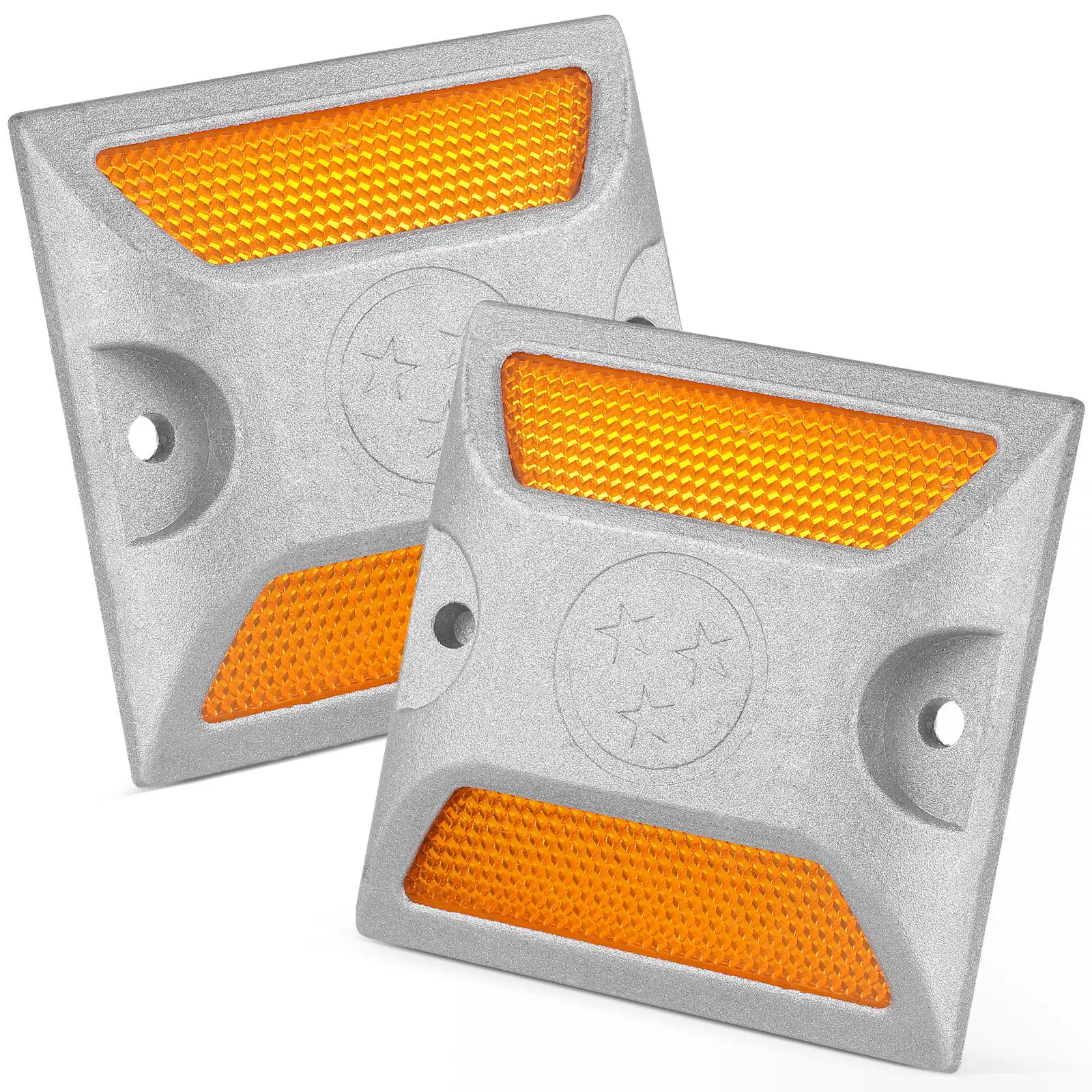 

2Pcs Reflective Pavement Markers Aluminum Road Studs Driveway Marker Reflectors for Emergency Roadside Safety Snow Rain Hail