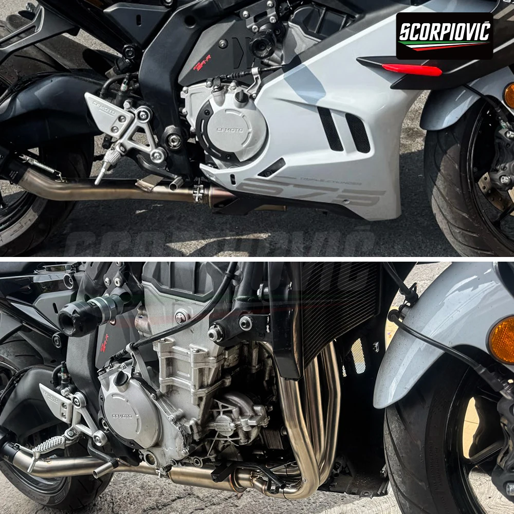 Motorcycle Exhaust System Slip On Dual Outlet Side Pipe For 675SR-R Full Complete Exhaust Muffler Modification Replacem Parts