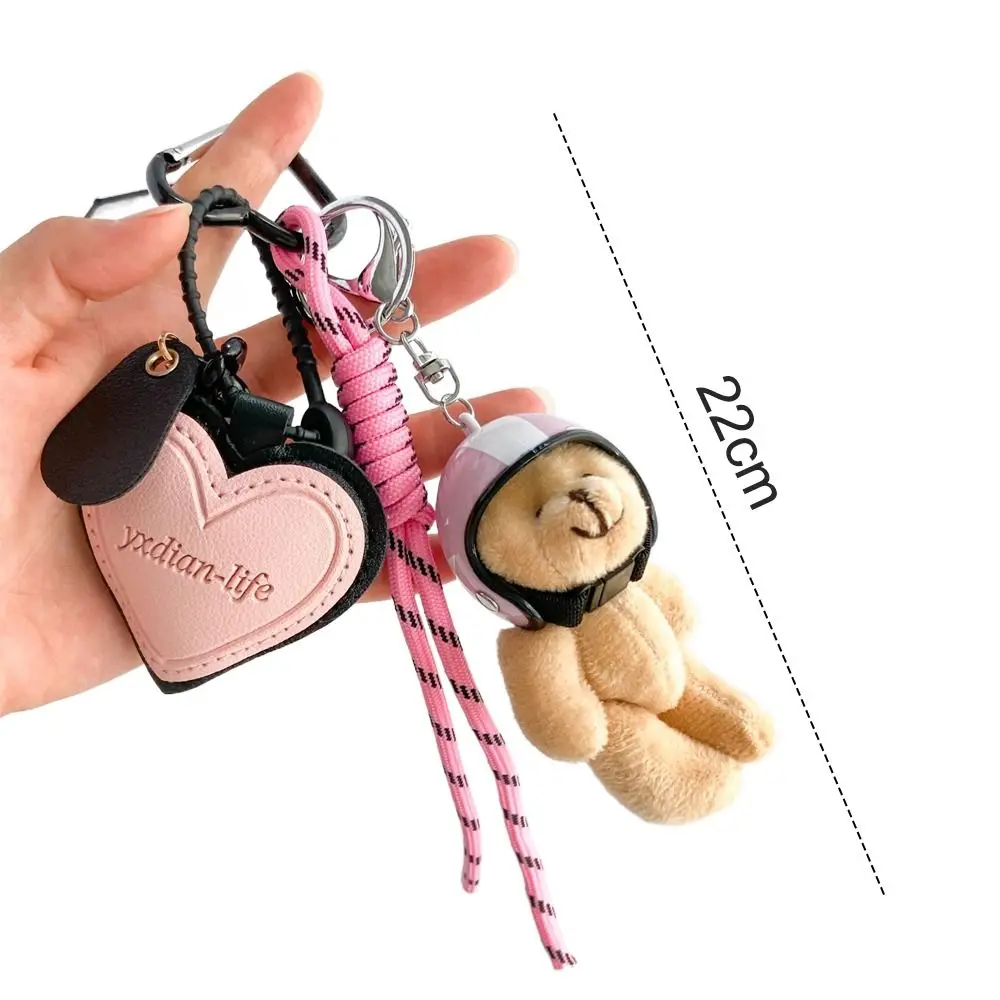 Kawaii amor casco oso muñeca colgante relleno moda parejas llavero creativo bolsa decoración bolsa Accesorios