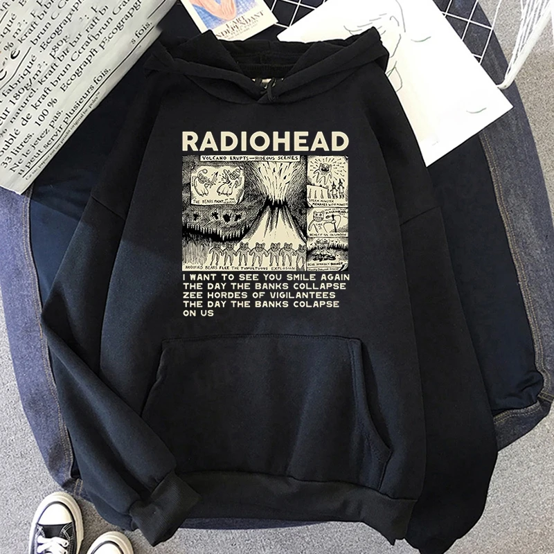 Vintage Radiohead Printed Hoodie Men\'s Street Casual Hoodie Fashion Personality Women\'s Long Sleeve Tops Unisex Men\'s Clothing