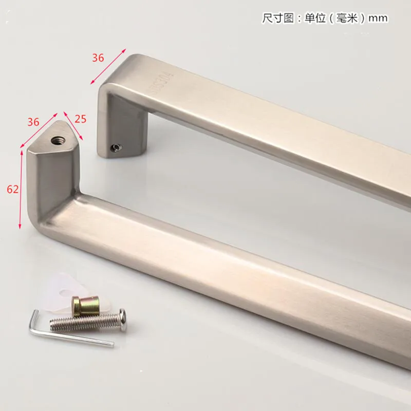 Imagem -05 - Tubo Quadrado Rodada Maçaneta da Porta Maçaneta de Vidro de Madeira Metal Maçaneta da Porta H241 Aço Inoxidável 304