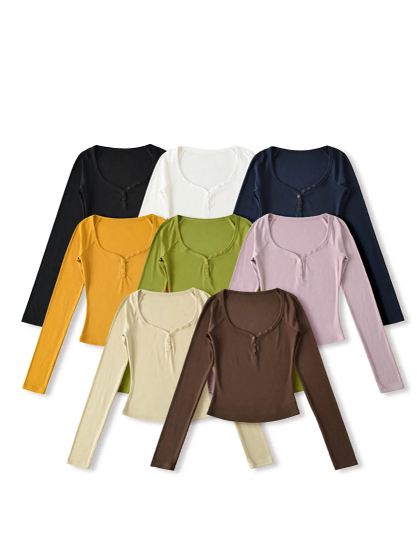 

Slimming Long Sve T-irt oulder Button Heart Collar Silk Women's Faion Fitting Base irt Inner Wear European Sle