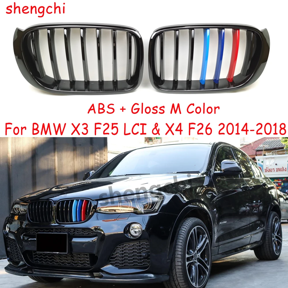 

X3 F25(LCI) X4 F26 ABS Gloss M Color Front Bumper Grilles For BMW X3 F25(LCI) X4 F26 Racing Grilles Car Accessories 2014-2018
