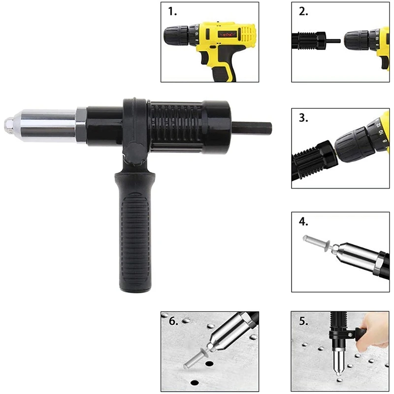 A50I Electric Rivet Conversion Connector Adapter Riveted Joint Riveter Insert Attachment With Non-Slip Handle Wrench Kit