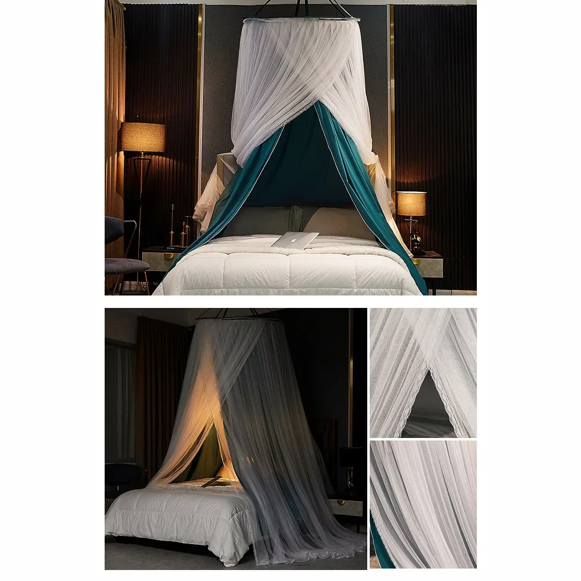 

Hanging Dome Mosquito Net Bed Canopy Romantic Shading Double Layer Bed Valance Anti-mosquito Textiles Home Bedcover Curtain