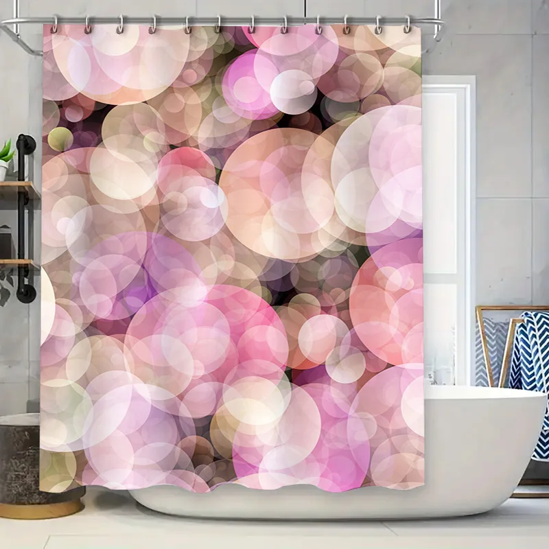 Delightful Blurred Circles Shower Curtain Pink Peach Boho Chic Design for Bathroom Decorations Size 69x70in (175cm x 183cm)