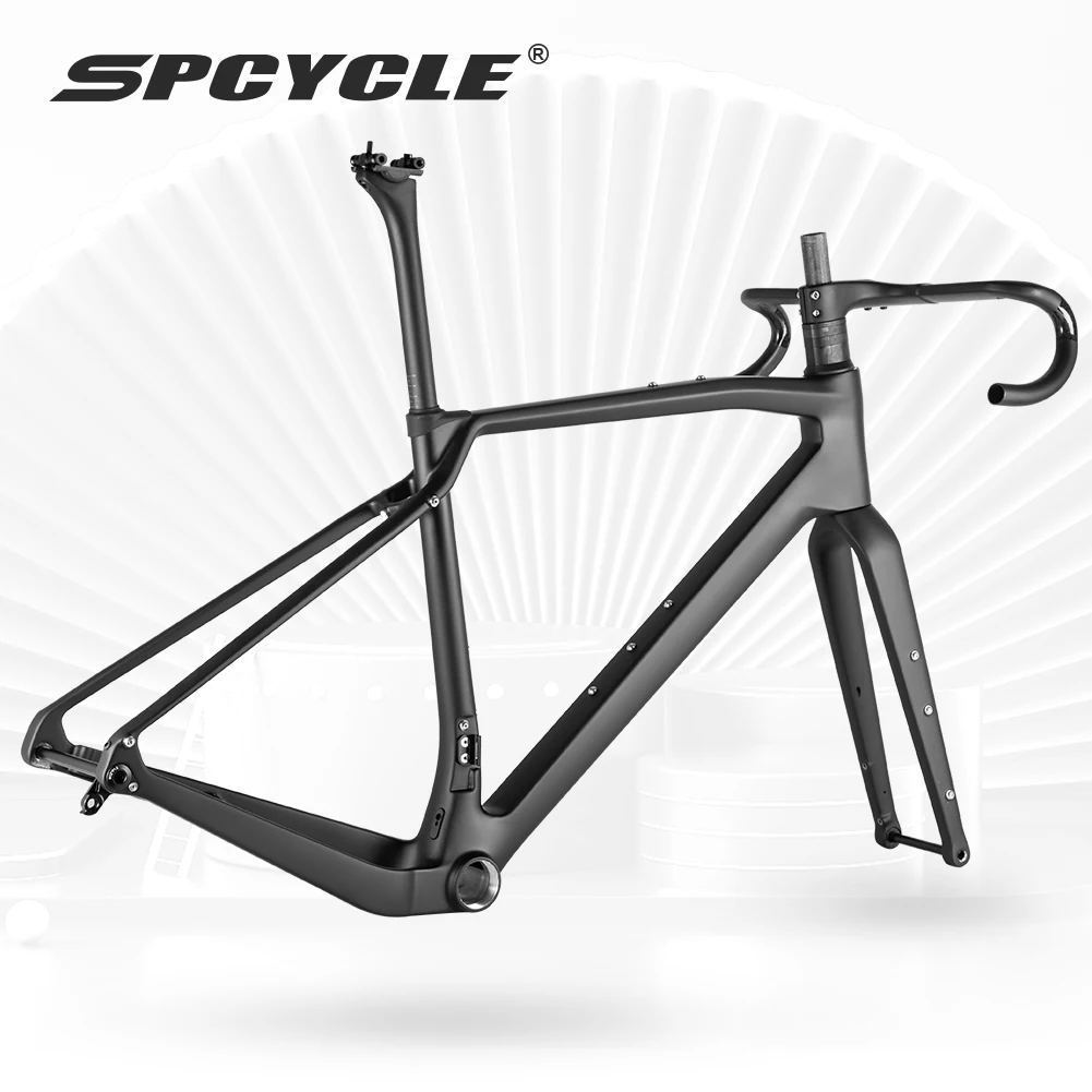 

Spcycle G056 Карбоновая гравийная велосипедная рама 700x47C Полностью встроенный кабель Велосипедная рама Adventure Gravel с рулем