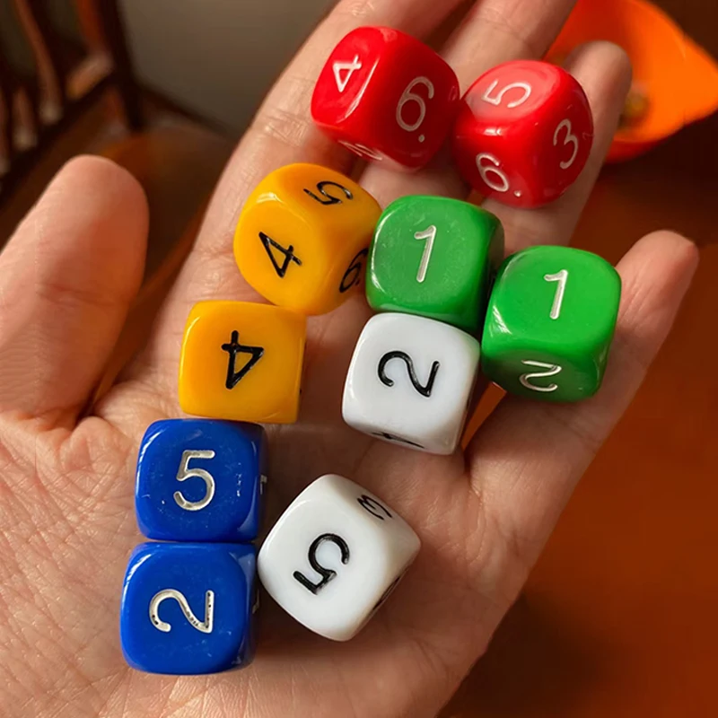 10 SZTUK Akrylowych Kostek z Numerami 16MM Edukacyjne Pomoce Naukowe Zabawki Matematyczne Artykuły do Klasy Gry Planszowe Akcesoria