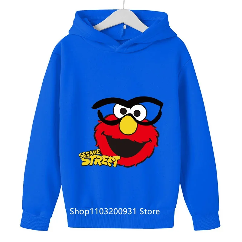 2024 Autumn New Sesame Street Hoodie Kids Knitted Sweatshirts Baby Girls Cartoon Pullover Clothes Boys Hoody Outerwear