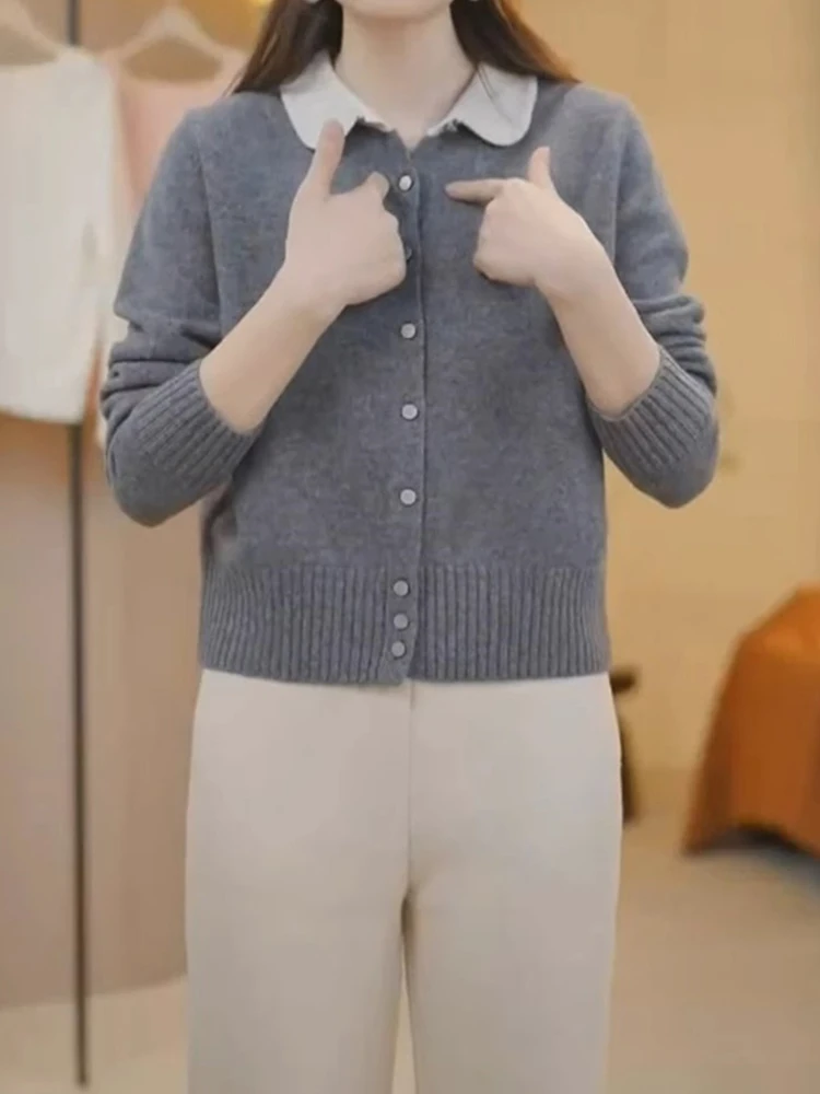 

Осенне-зимний цветной вязаный открытый кардиган с длинными лацканами, женский свободный модный универсальный дизайн, повседневный Sle