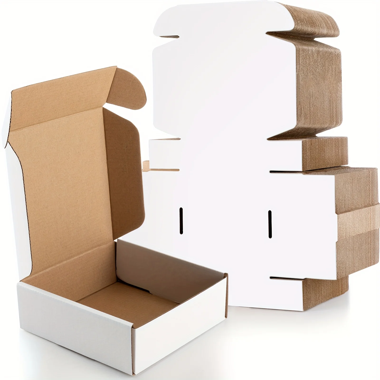 

100pcs Small Shipping Boxes 6x6x2 Inches - White Corrugated Cardboard Mailing Boxes with Reinforced Edges & Flaps