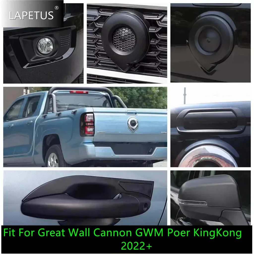 For Great Wall Cannon GWM Poer KingKong 2022 2022 Front Foglight / Door Handle Bowl / Rearview Mirror Trim Car Black Accessories