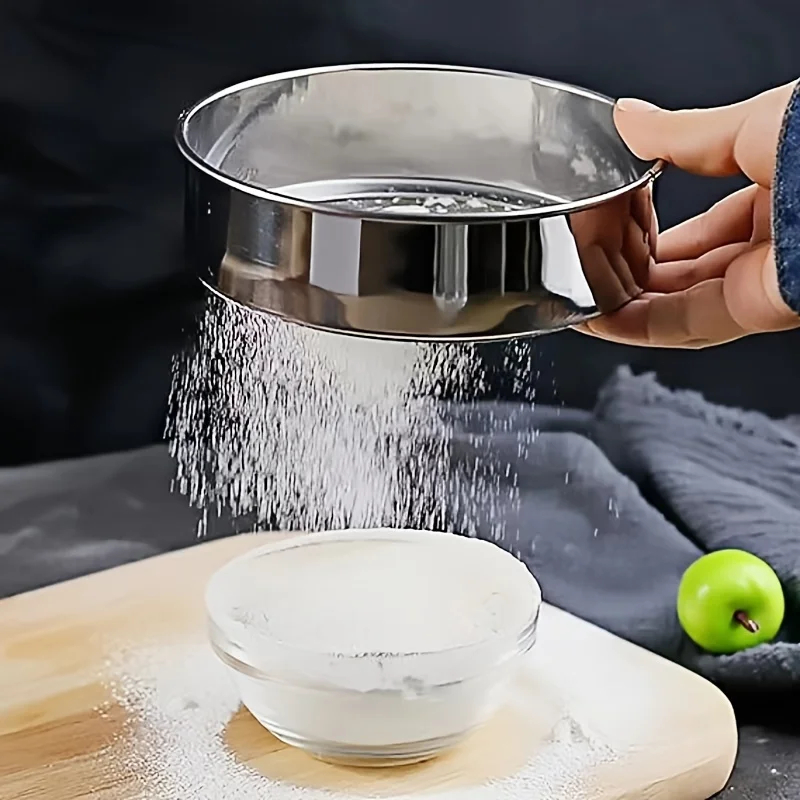 

1PC Stainless Steel Flour Sieve Hand-Baking Pastry Kitchen Tools Flour Sieve 15cm Round Screened Strainer Sugar Fine Mesh Sifter