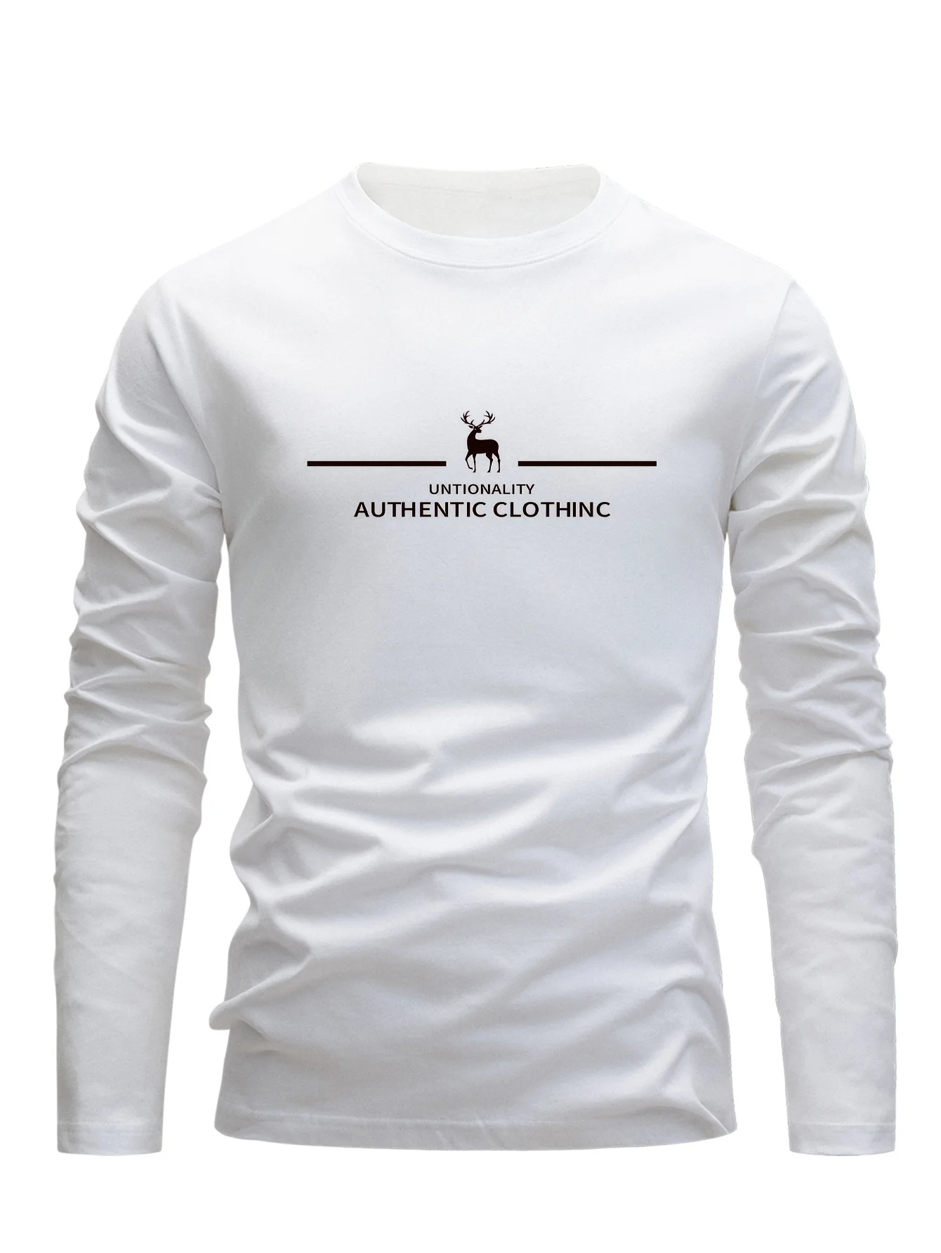 100% cotton men's long sleeved round neck loose reindeer let