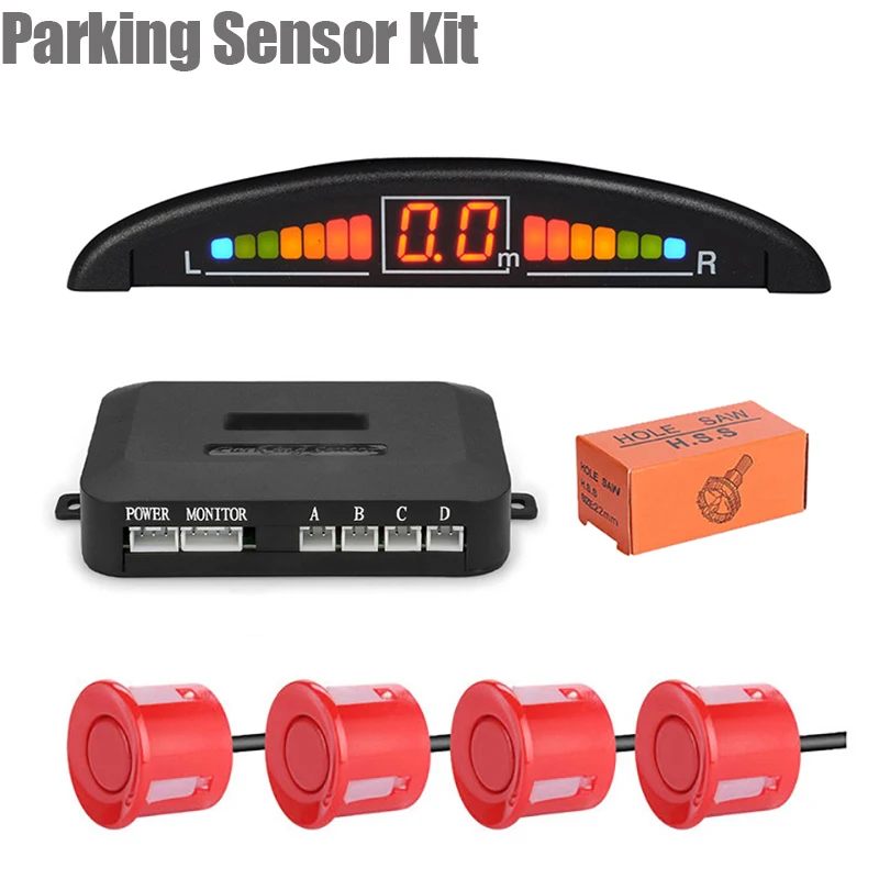 

New LED Parking Sensor Kit System Backlight Parktronic Monitor Display Kit Backup 22mm Detector Safety Assistant 4 Probes