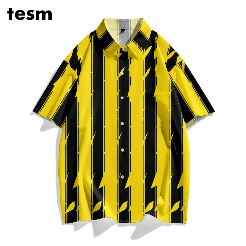 

TESM Мужская красочная рубашка в горошек с коротким рукавом, свободная посадка, повседневные летние пляжные гавайские рубашки, уличная одежда, топ для прогулок для родителей и детей