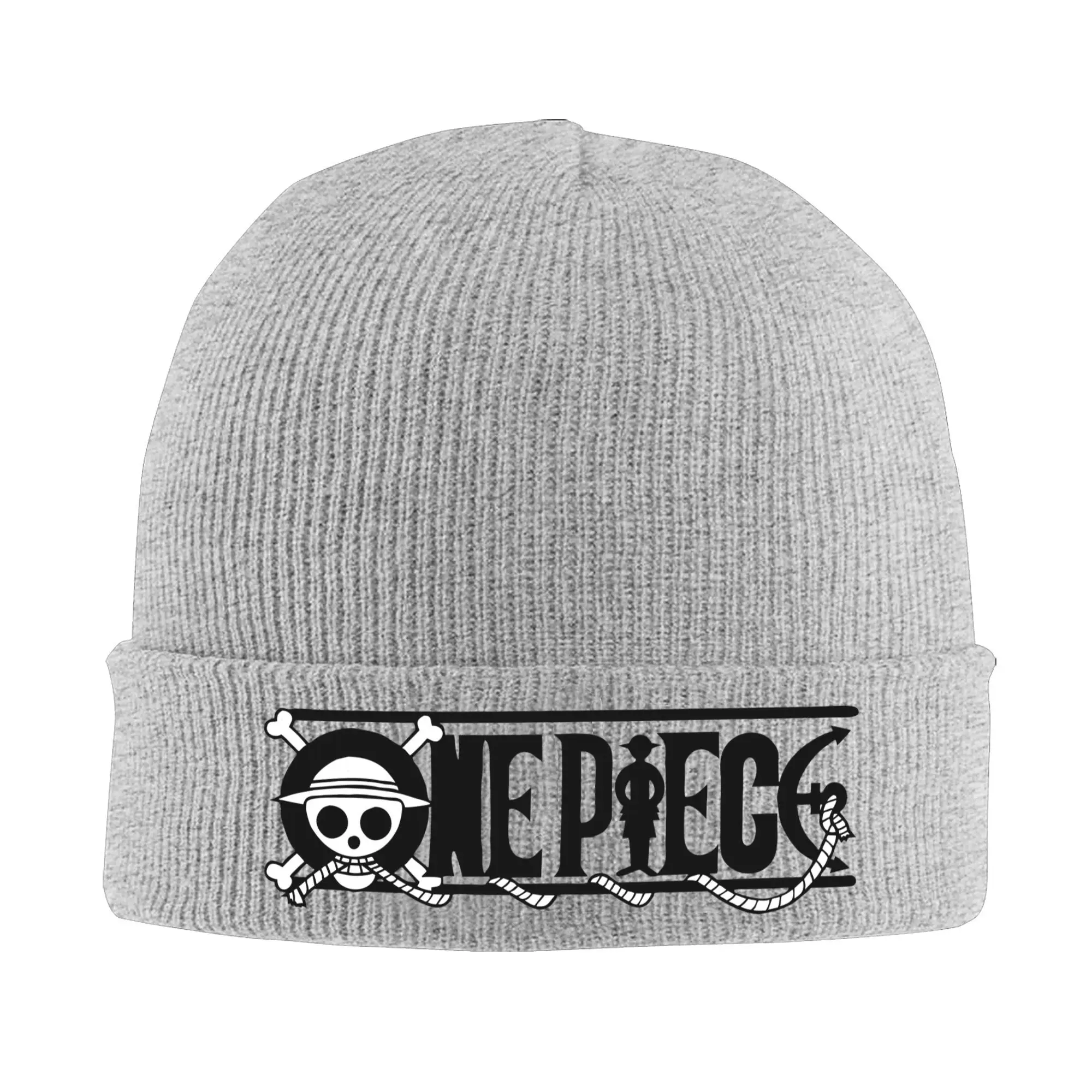 O-One P-Piece Luffys Skull Knitted Hat Skullies Beanies Autumn Winter Casual Hat Acrylic Straw Hat Badge Anime Crochet Melon Cap