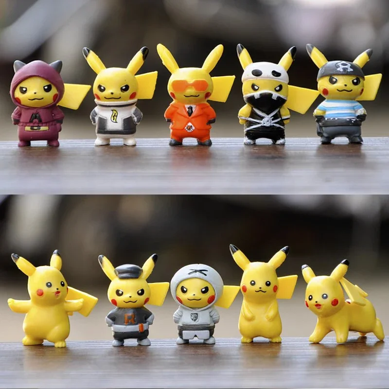 Ensemble de figurines d'action Pokemon pour enfants, mini poupées de dessin animé, modèle de dessin animé Pikachu, jouets pour garçons, cadeaux d'anniversaire, 4cm, 10 pièces, ensemble