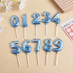 1Pcs Blue Happy Birthday Number Cake Candles 0 1 2 3 4 5 6 7 8 9 Cake Topper Kids Girls Boys Bar Baby Party Supplies Decoration