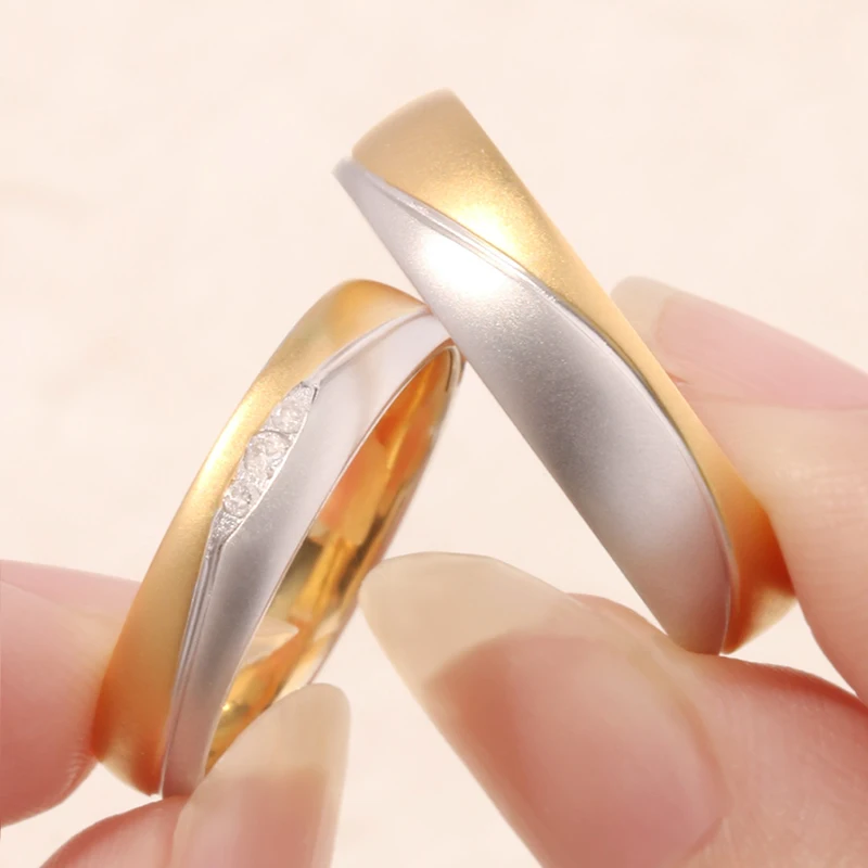 

Элегантный двухцветный комплект обручальных колец с натуральными/лабораторными бриллиантами, изготовленный из золота 18 карат/14 карат/9 карат и PT950, юбилейные кольца для пар