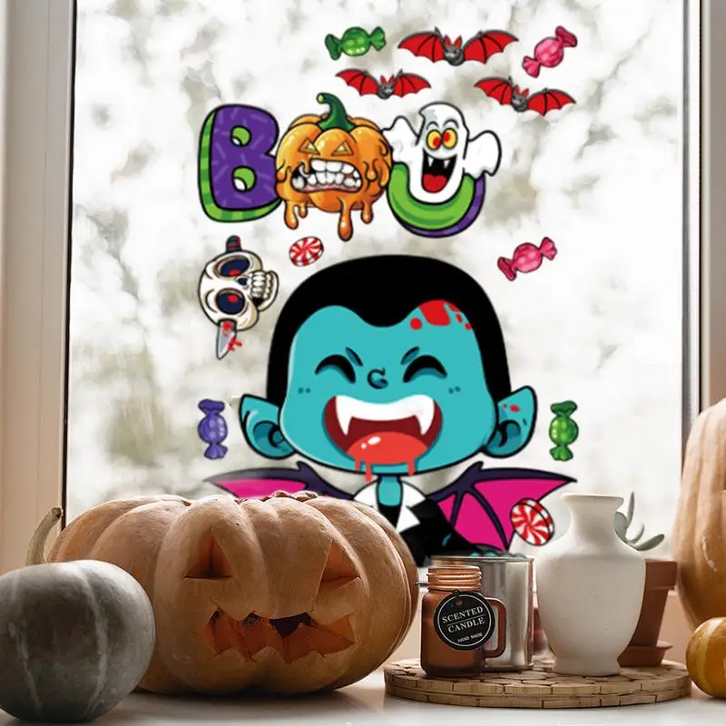 Stiker Halloween untuk Dewasa hantu Halloween stiker dinding statis Halloween hantu stiker dinding Halloween kelelawar stiker kaca depan