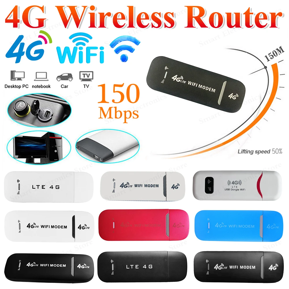 

4G LTE USB-модем, 150 Мбит/с, USB-точка доступа, разблокированный Wi-Fi, беспроводной сетевой адаптер, точка доступа, маршрутизатор для домашнего офиса