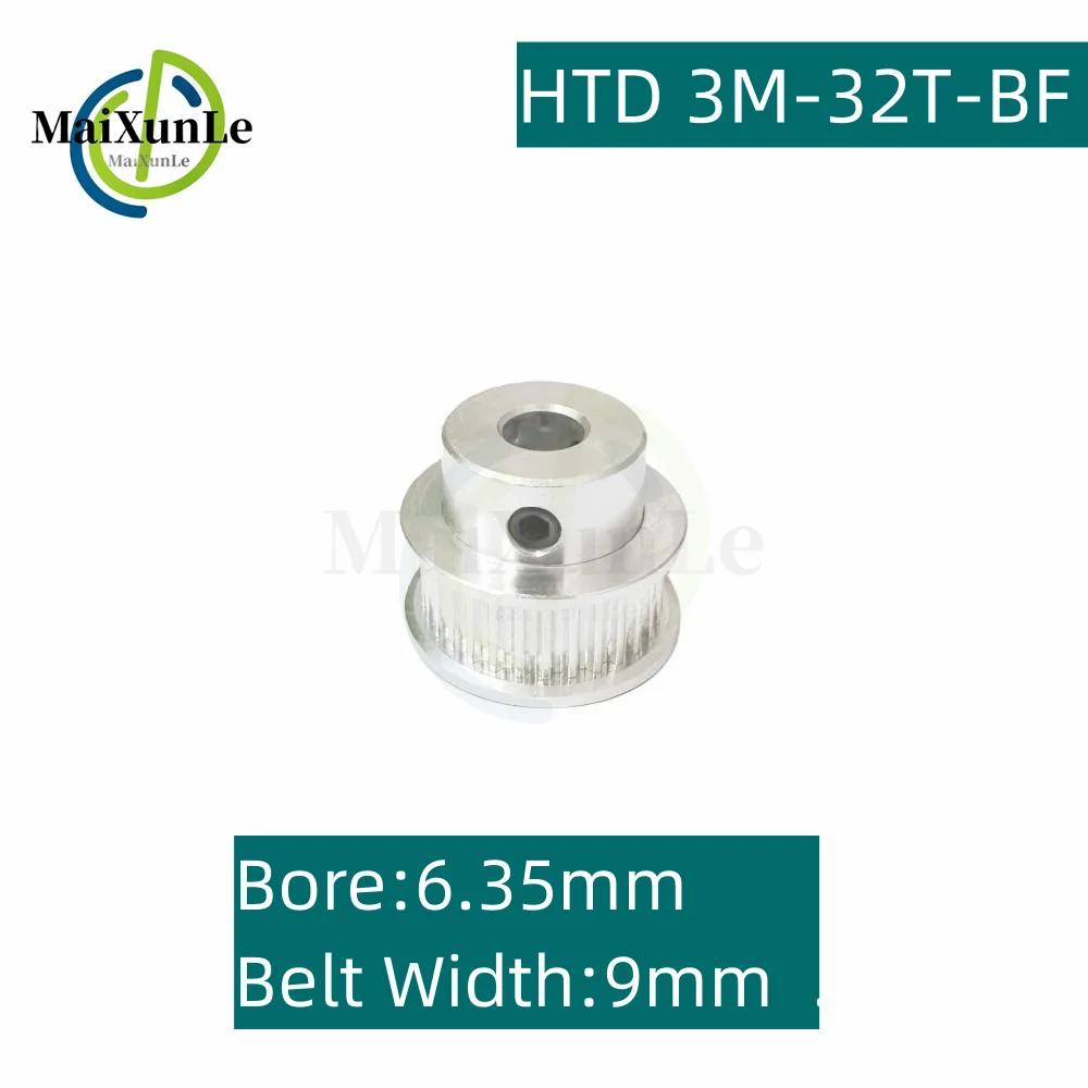 

HTD 3M BF-type 32 Tooth Timing Pulley With a Pitch of 3mm, Aperture of 6.35mm, Bandwidth of 9mm