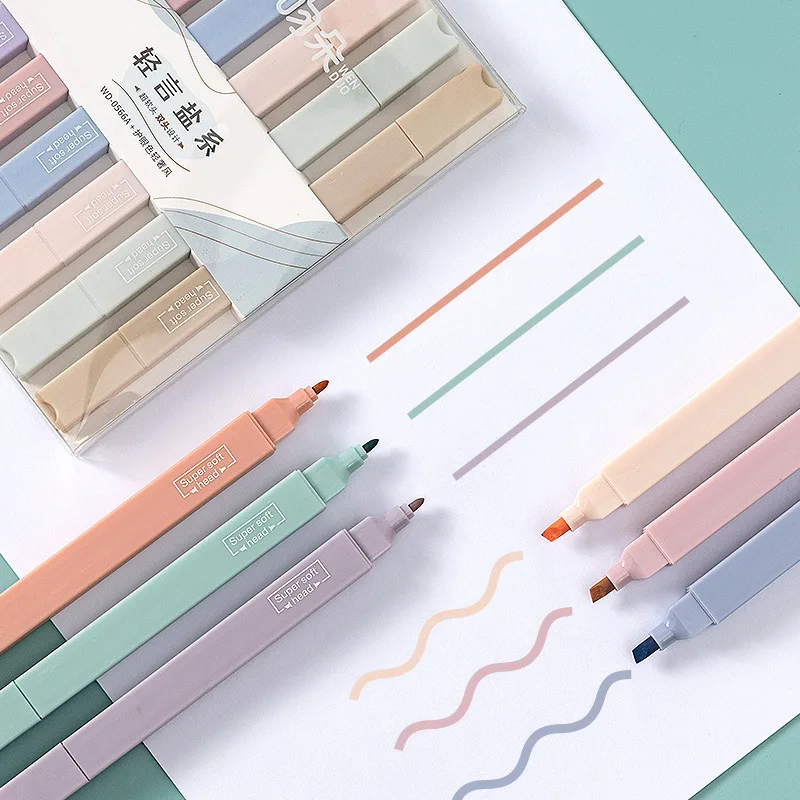 Stylo surligneur à Double tête Kawaii, marqueurs de couleur bonbon à séchage rapide, couleur pastel, fournitures de papeterie scolaires 6