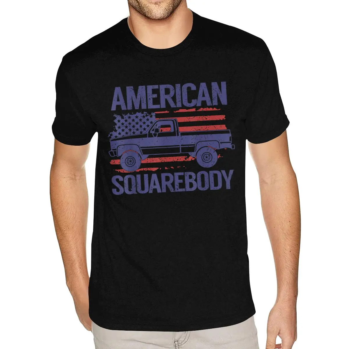 

Cheap Classic American Square Body Truck Usa Flag C10 Tees Shirt Men's Graphic Custom Short Sleeves Heavy Black O-neck Tshirt