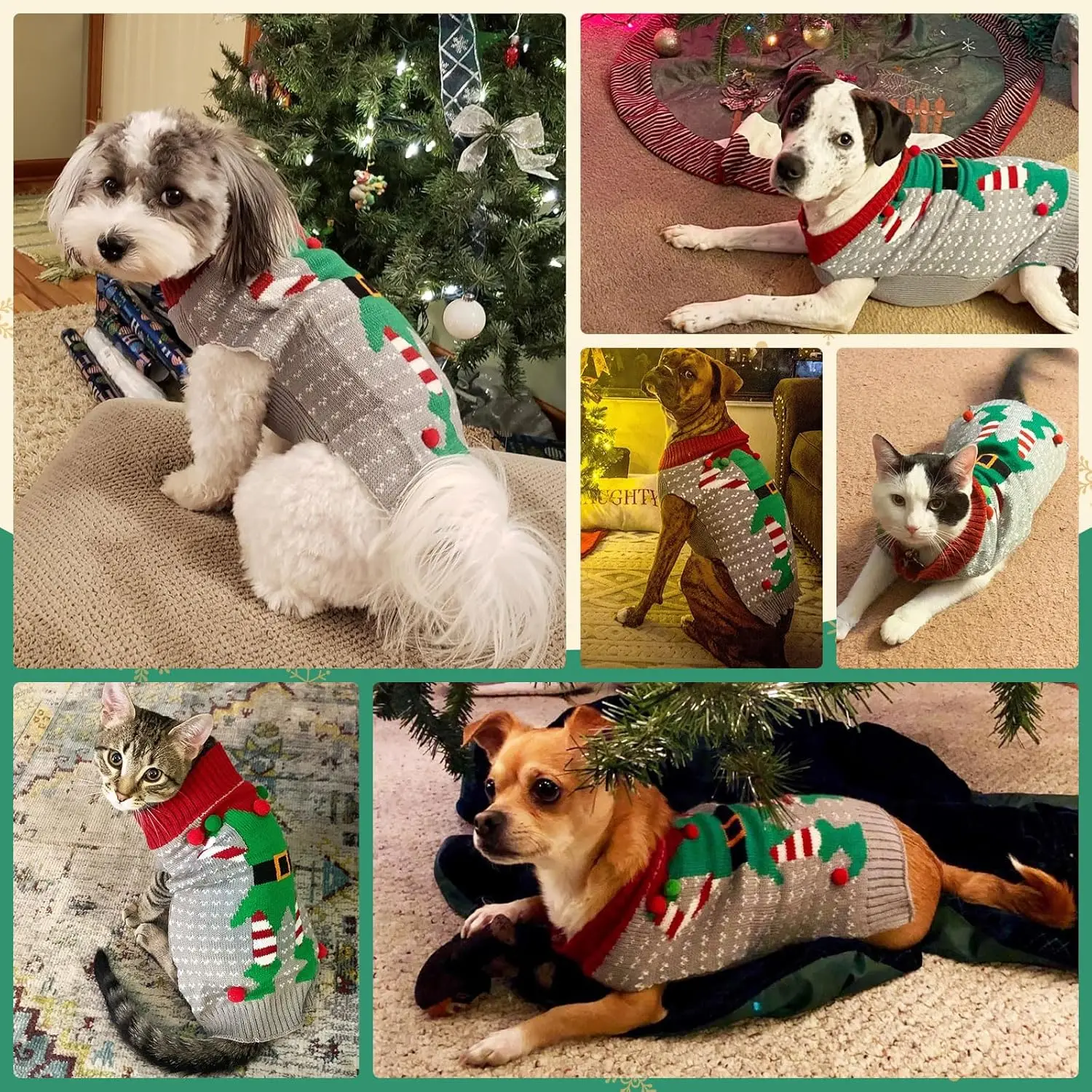 

Christmas Warm Clothes for Dogs Small Medium Large Dog Winter Sweater Pet Clothing Knitted Coat Cartoon Striped Big Dog Clothes