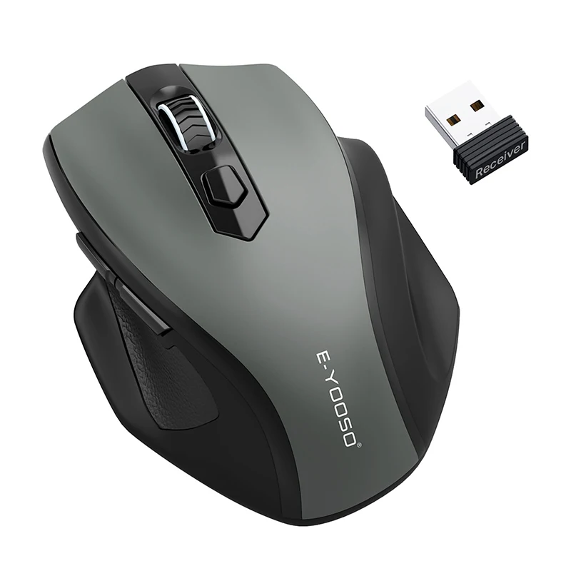 E-YOOSO 2.4G Wireless Ergonomic Mouse with Built-in USB Receiver, 5-Level 4800 DPI Portable Optical Mouse for PC Laptop Computer