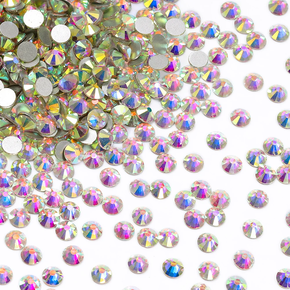 SS3-SS50 Glitter Glass Rhinestones Multi Size High Quality Large Package Flatbase Crystal For Nail Art Crafts DIY Decoration