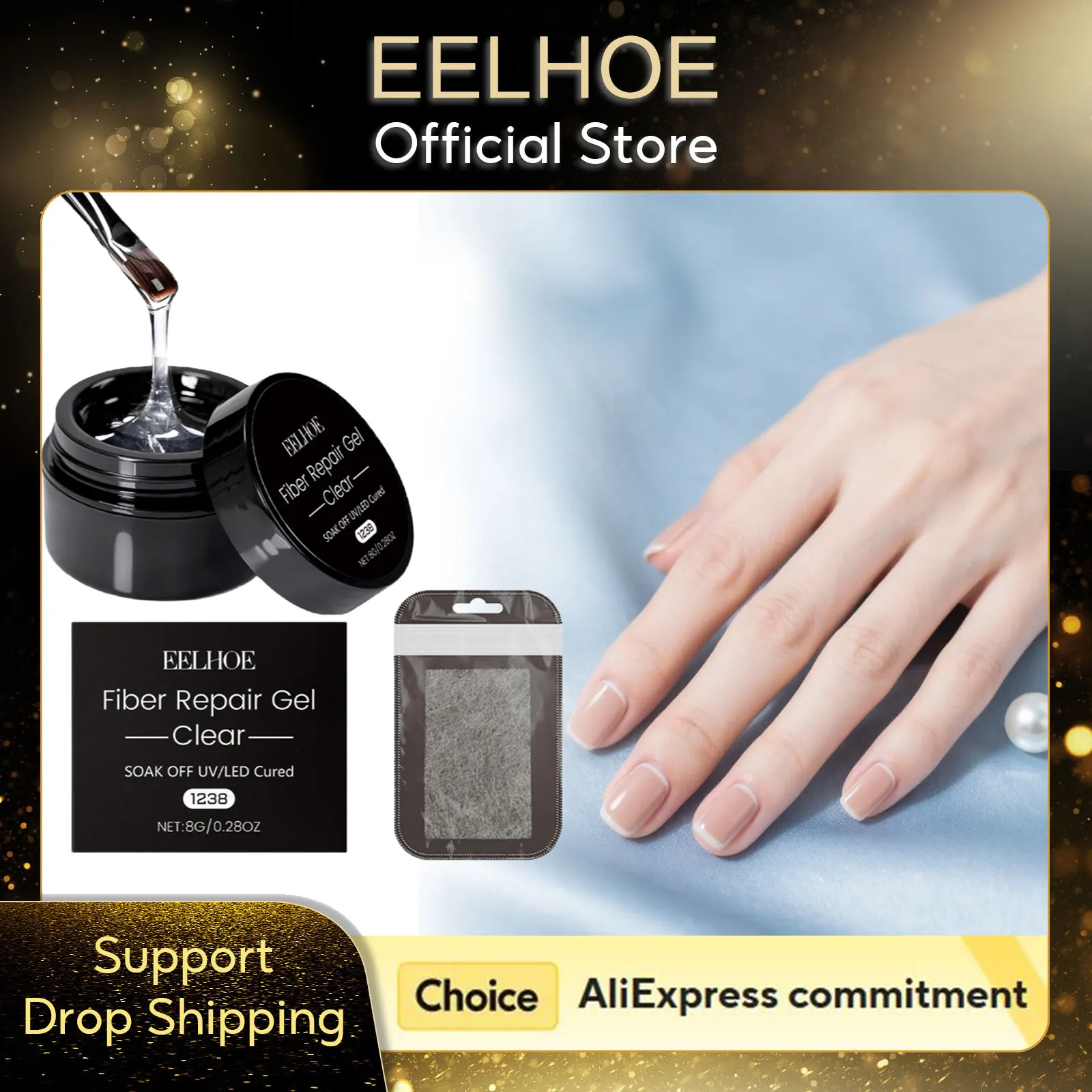 

​EELHOE Nail Repair Gel for Nail Extension Strengthening Damaged Nails UV LED Soak off Transparent Coat Self-Leveling Nail Gel
