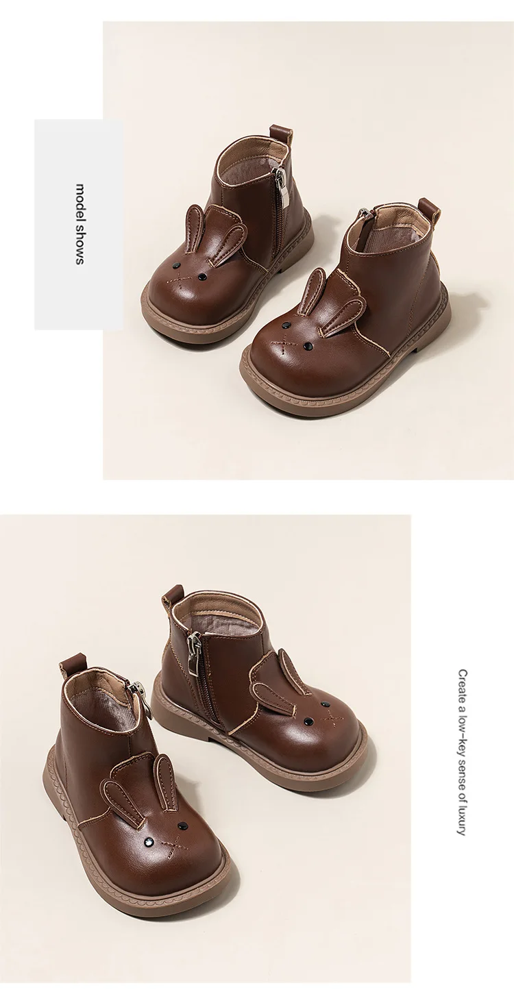206 Cartoon-Kaninchen-Baby-Stiefeletten für Mädchen im England-Stil, niedliche Hasen-Winterstiefel mit niedrigem Absatz für Kinder und Mädchen – Detail 15