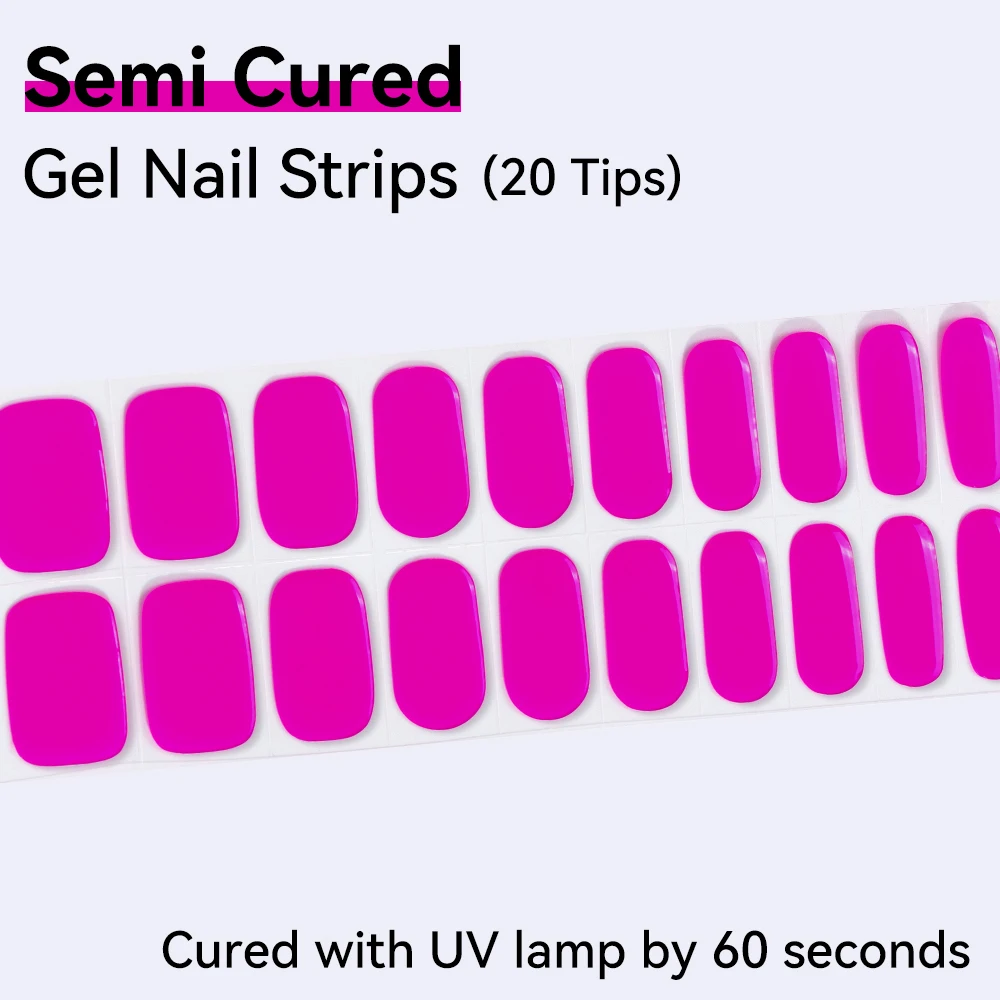 แผ่นเจลติดเล็บสีพื้นแบบกึ่งสำเร็จรูป 20Tips สำหรับทำเล็บเอง ติดทนนาน ใช้กับยูวี สติ๊กเกอร์ติดเล็บแบบไล่สี ปิดเต็มเล็บ สำหรับทำเล็บเจล