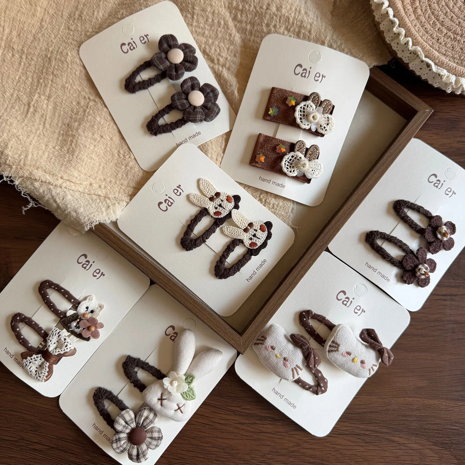 

Coffee Color Cute Cartoon Cat Baby Hairpin Sweet Bow Flower Headwear Girls Kids Hair Accessories