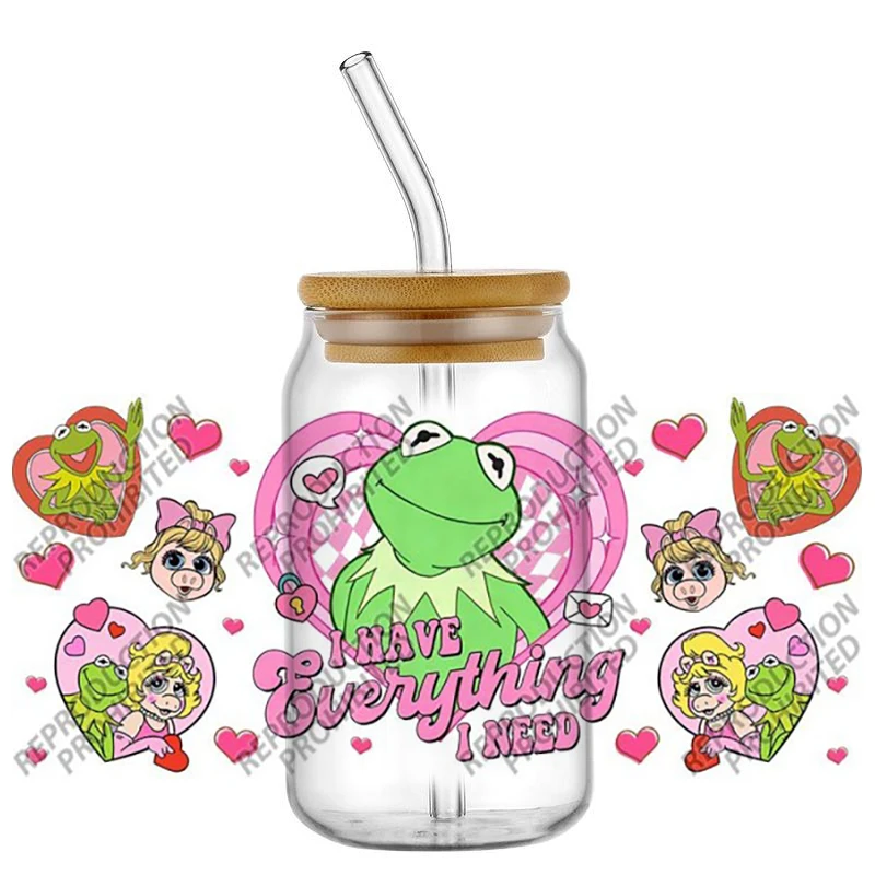 Hotsale Popular The Muppet Show Kermit the Frog 16oz UV DTF 3D Transfer Sticker Decal For Glass Can Cup Craft DIY Gift Creative view 6