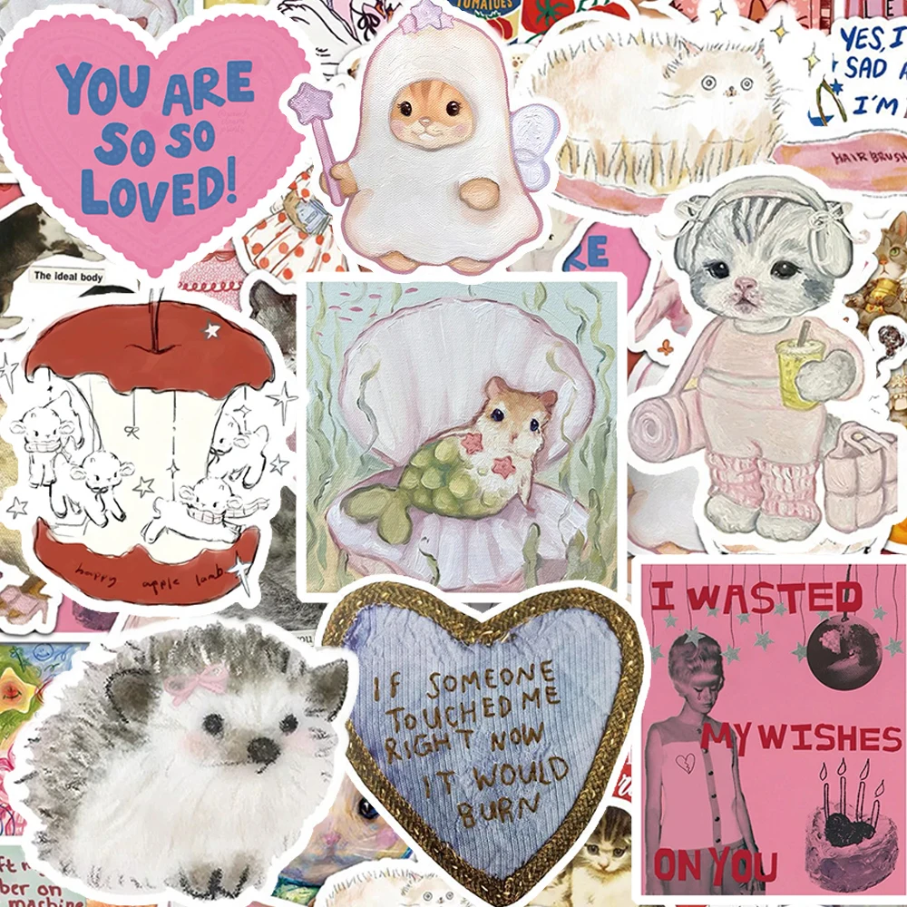 

10/30/50pcs Vintage Cute Animal Pattern Stickers Funny Cartoon Creative Sticker Laptop Luggage Phone Graffiti Decals Decoration