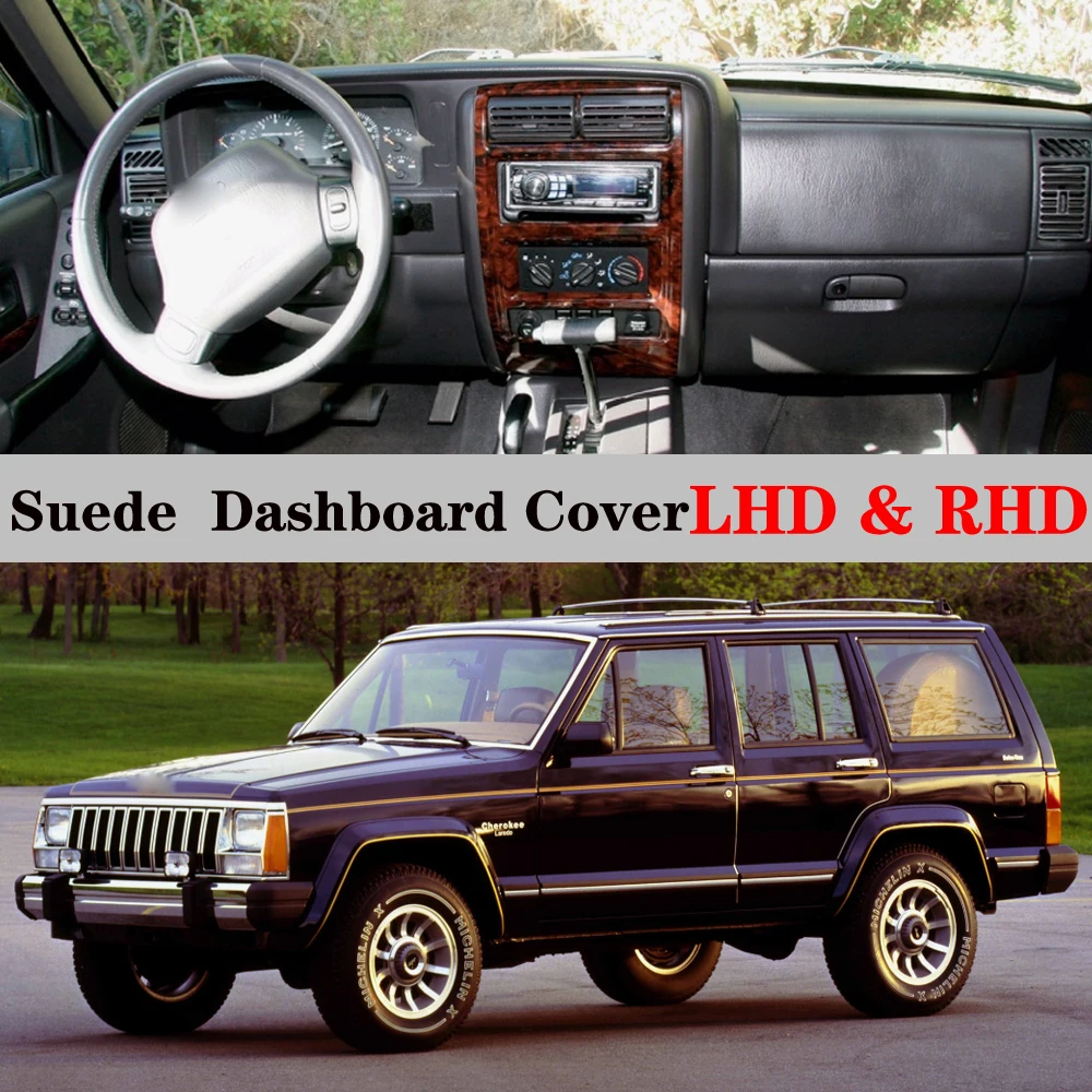 Zamszowa skórzana mata na deskę rozdzielczą Akcesoria samochodowe do Jeep 2500 Cherokee XJ SE Wagoneer 1984 1985-2000 2001