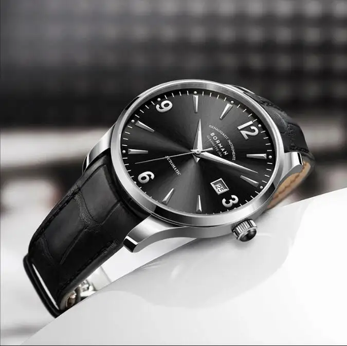 ساعة بورمان أوتوماتيكية للرجال 41 ملم ساعات يد ميكانيكية 50 متر مقاومة للماء على مدار الساعة سويسرا مرآة الياقوت