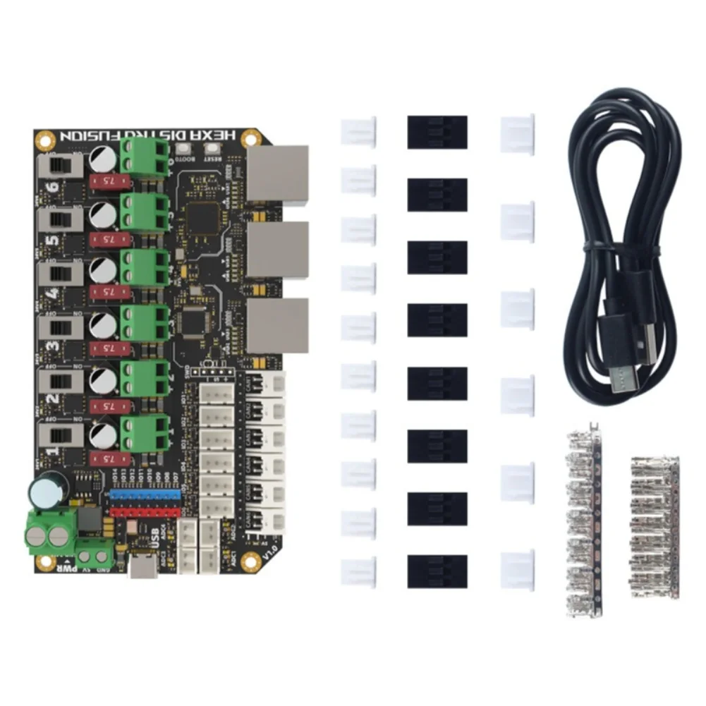 For 3D Printer Power & Data Hub for FYSETC Featuring 6 CAN Channels 7 USB 2.0 Ports and Fan Control Interfaces