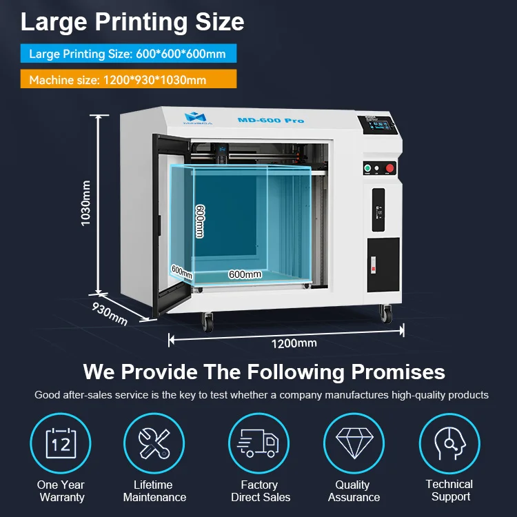 Imprimante 3D haute résolution professionnelle grand format, détection de filament, prise en charge de l'excrétion automatique, protection contre les fuites