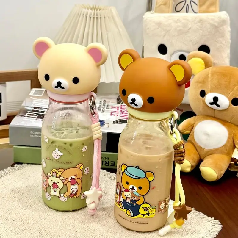 Rilakkuma Water Bottle 560Ml Tritan Portable Direct Drinking Cute Leakproof Cup For Home Outdoor Travel Women