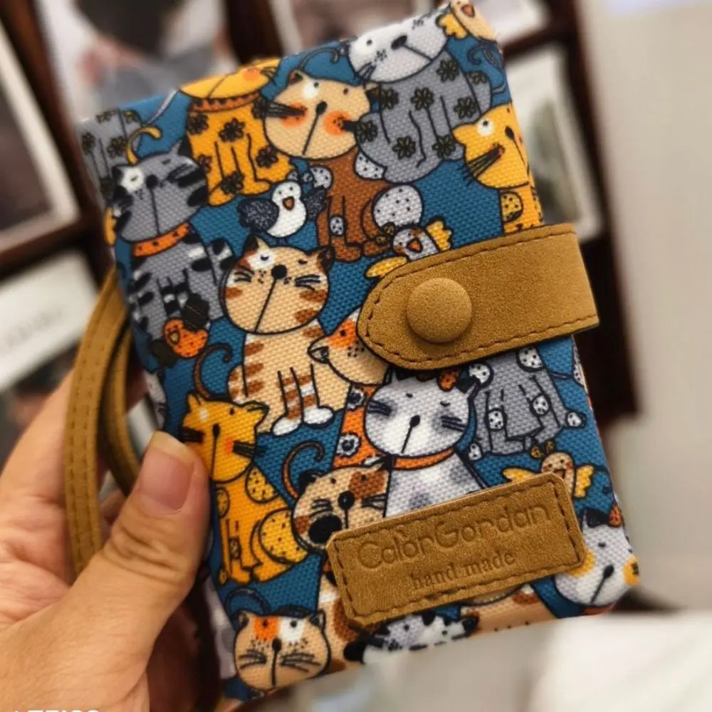 

Cute Korean Style Canvas Wallet Elephant Flower Printed Card Bag Squirrel Ultra Thin Short Trifold Wallet Men