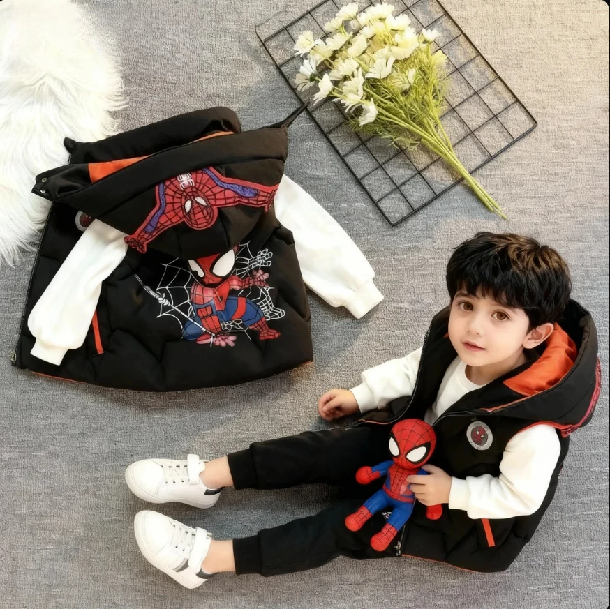 

Boys Spider-Man Set 2025 - Fleece 3-Piece with Padded Vest for Ages 3-8