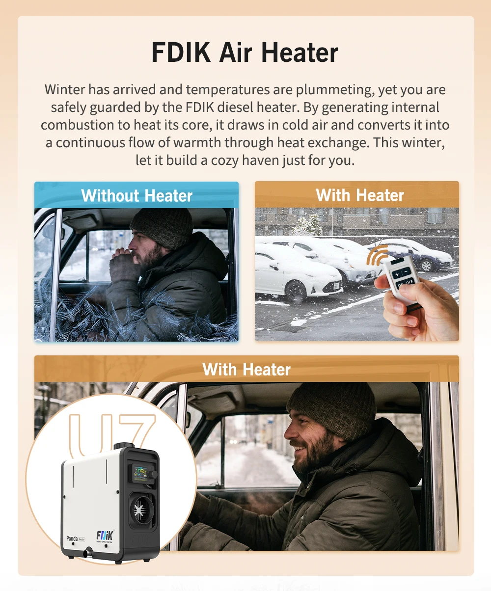 FDIK 230V 8KW Dieselheizung; inklusive Netzteil und Fernbedienung; geeignet für Garagen und Lagerhallen; 12V 24V Standheizung. – Detail 3