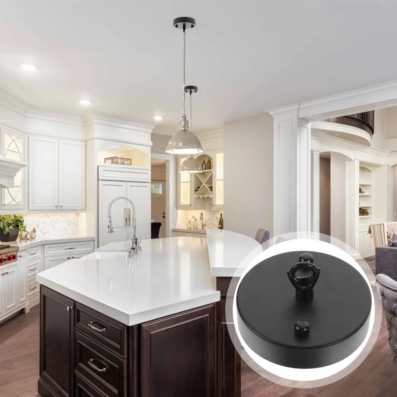 

2Pcs Chandelier Canopy Kit High Durability Iron Aluminum Alloy Material No Deformation Easy Disassemble Assemble Ceiling Light