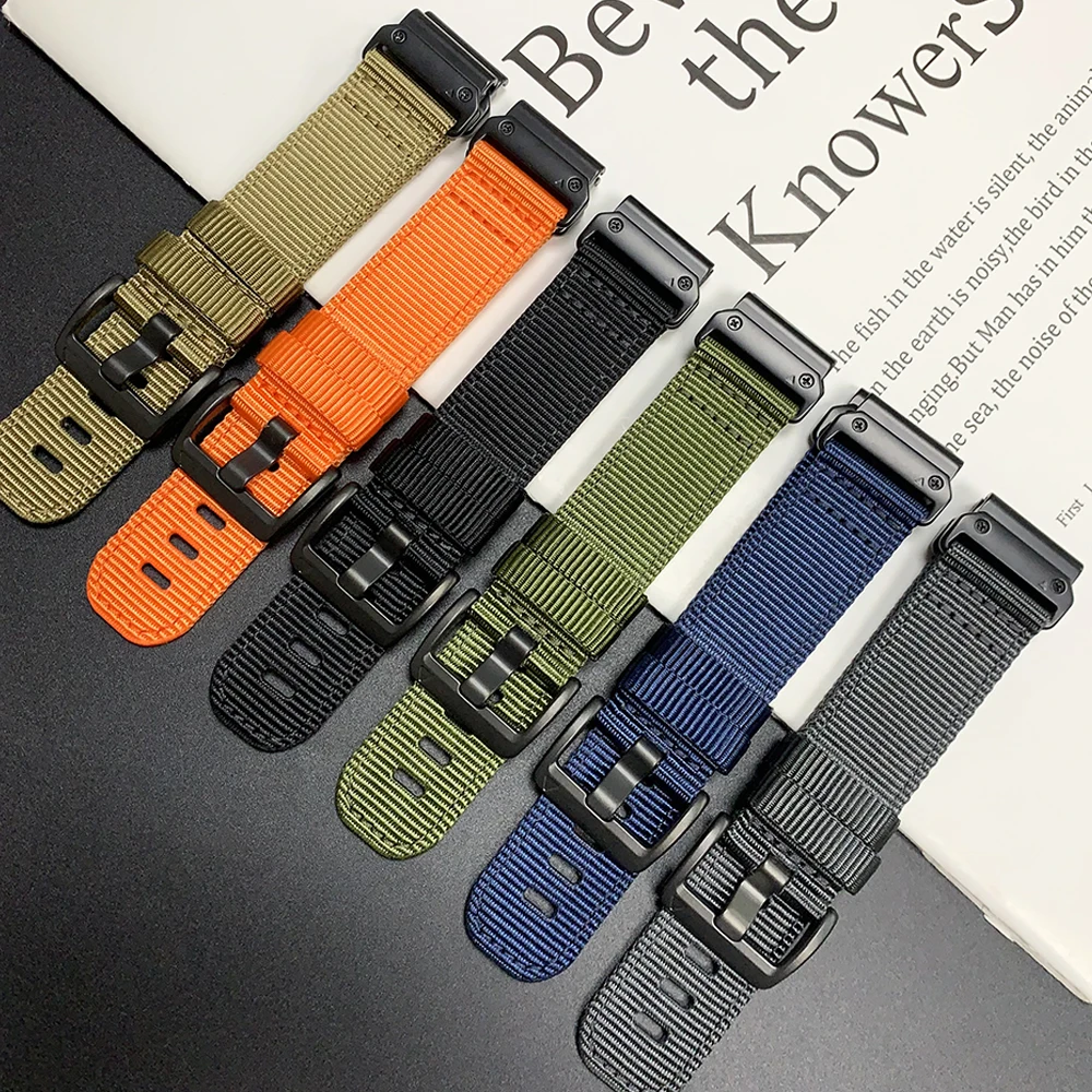 22mm 26mm Braided Sport Strap for Garmin Tactix 8 47 51mm AMOLED 7 Pro Delta Bravo/Quatix 8 7X Solar 7 6 5 Quick Fit Nylon Bands